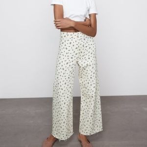 Zara Marine Straight Floral Print Jeans